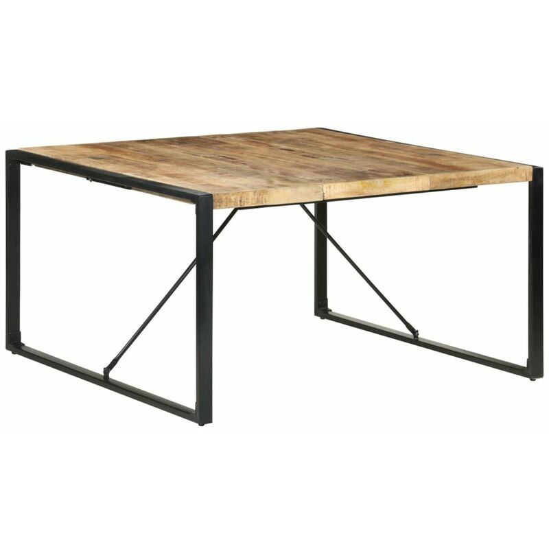 

Happyshopping - Mesa de comedor madera de mango rugosa 140x140x75 cm