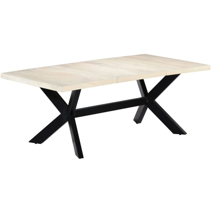 

vidaXL Mesa de Comedor Madera Maciza de Mango 200x100x75 cm - Blanco