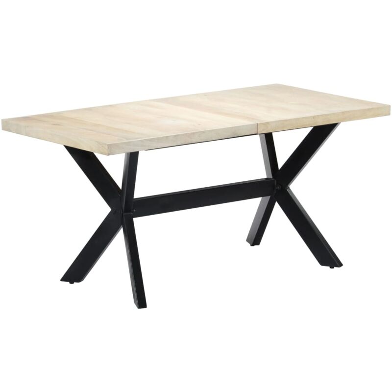 

vidaXL Mesa de Comedor Madera Maciza de Mango 160x80x75 cm - Blanco