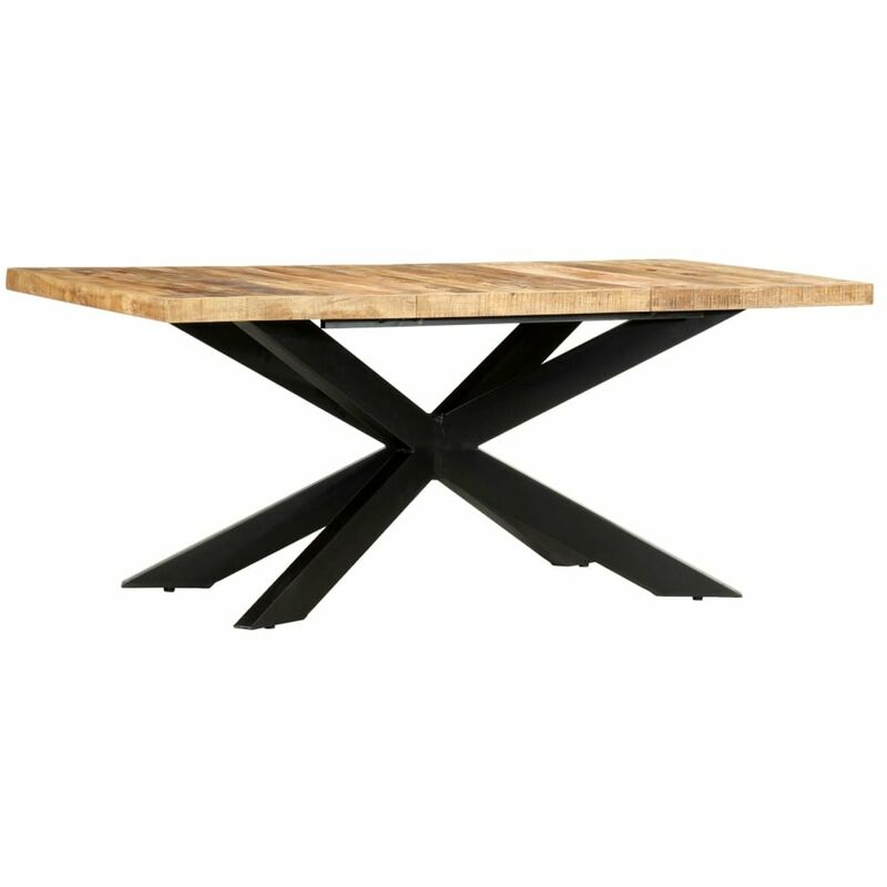 

Happyshopping - Mesa de comedor madera maciza de mango rugosa 180x90x76 cm
