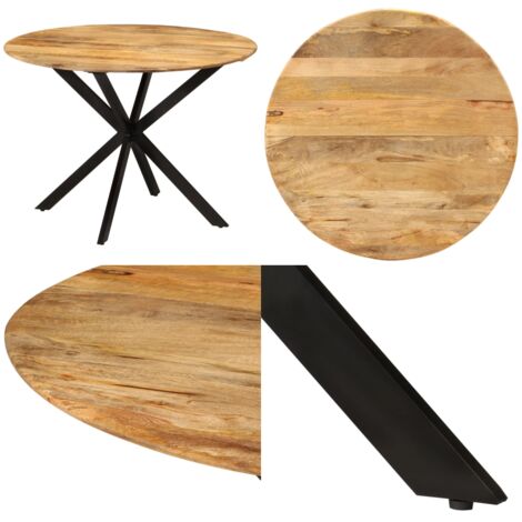 Mesa de comedor madera maciza de mango y acero 110x78 cm - Madera de mango - Acero con recubrimiento en polvo