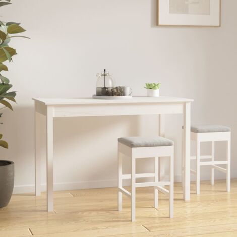 Mesa alta madera maciza blanca cocina rectangular estrecha