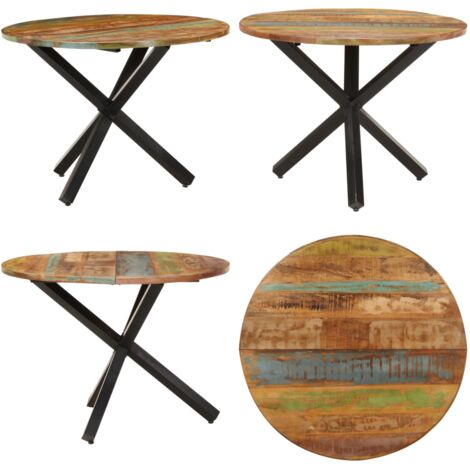 Mesa de comedor madera maciza reciclada redonda 100x100x75 cm - Madera reciclada - Mesa redonda