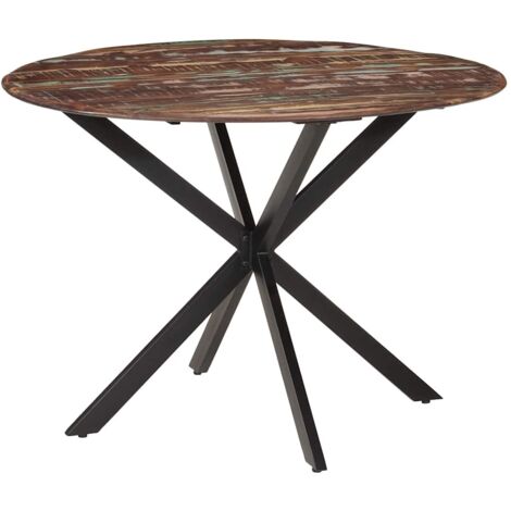 Mesa de comedor madera maciza reciclada y acero 110x78 cm
