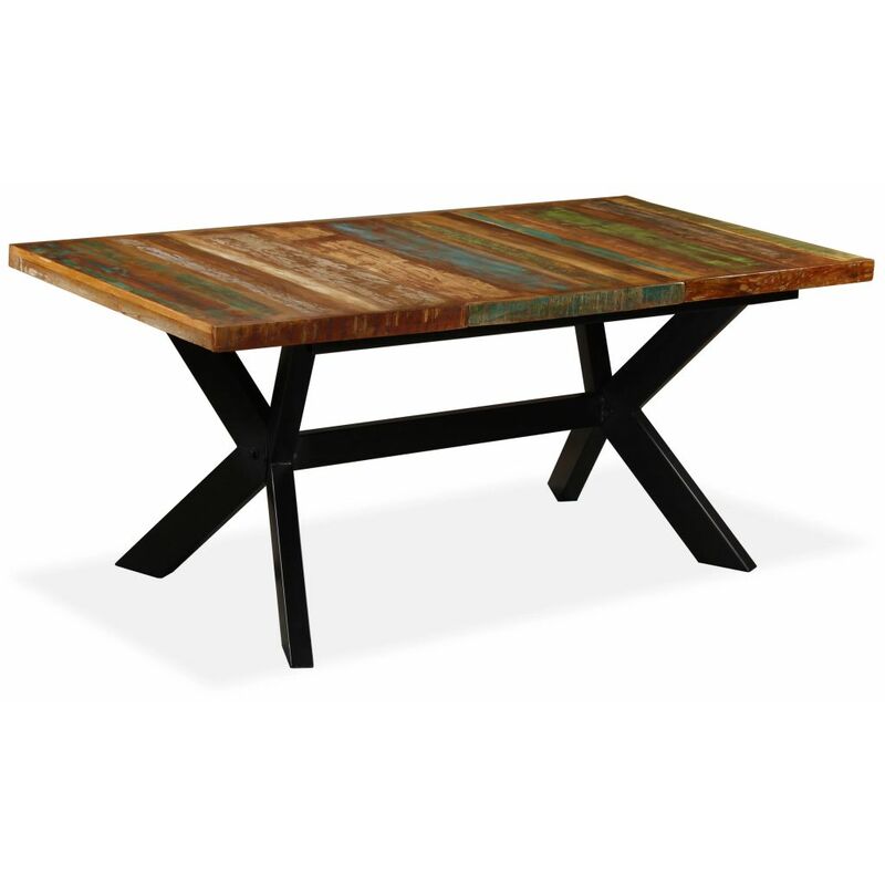 

BHD - Mesa de comedor madera maciza reciclada y cruz de acero 180 cm