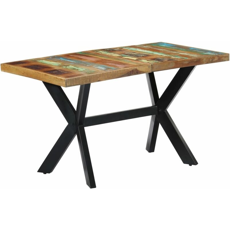 

vidaXL Mesa de Comedor Madera Maciza Reciclada 140x70x75 cm - Multicolor