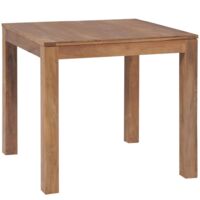 Mesa de comedor madera teca maciza acabado natural 82x80x76 cm