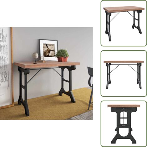 Mesa de comedor madera - vidaXL Mesa de comedor madera maciza de abeto y hierro 110x65x82 cm -