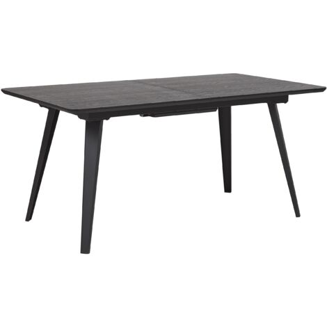 Mesa de comedor marco de acero negro tablero de MDF con aspecto de madera 160 x 90 cm extensible para 6 personas rectangular Irvington