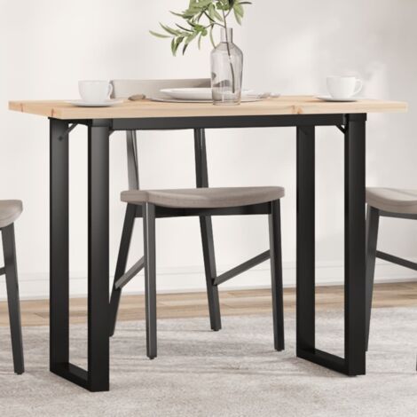 Mesa de comedor marco O madera maciza pino acero 100x50x75,5 cm