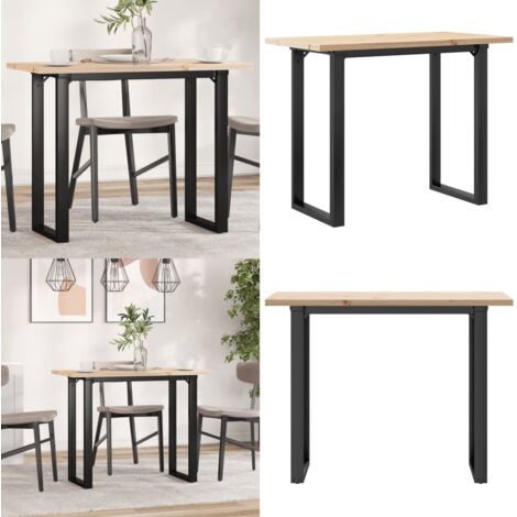 Mesa de comedor marco O madera maciza pino acero 100x50x75,5 cm - Madera maciza - Pino