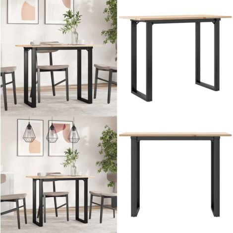 Mesa de comedor marco O madera maciza pino y acero 100x50x75cm - Mesa de comedor de madera - Mesa de comedor de pino