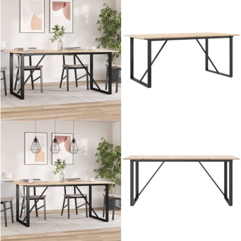 Mesa de comedor marco O madera maciza pino y acero 180x90x75cm - Mesa de comedor de madera - Mesa de comedor de pino