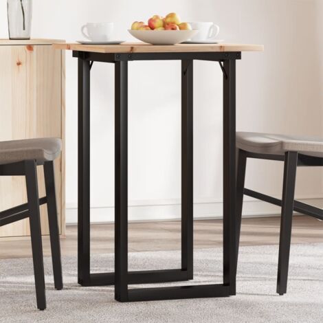 Mesa de comedor marco O madera maciza pino y acero 50x50x75 cm