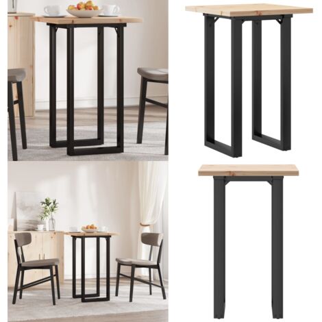 Mesa de comedor marco O madera maciza pino y acero 50x50x75,5cm - Mesa de comedor de madera - Mesa de comedor de pino