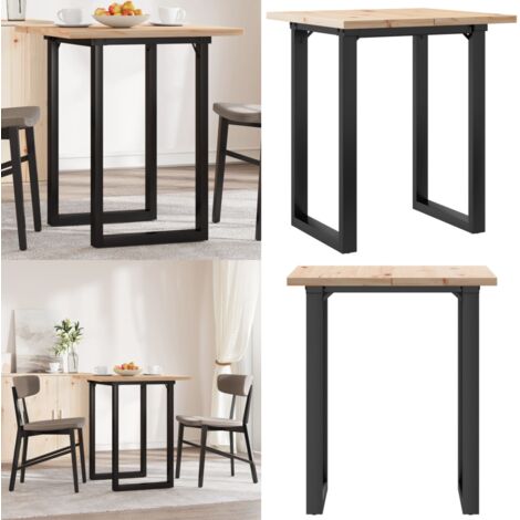 Mesa de comedor marco O madera maciza pino y acero 70x70x75,5cm - Madera maciza - Mesa de comedor marco O