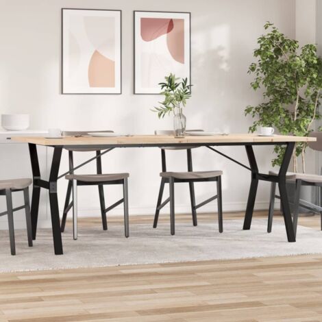 Mesa de comedor marco Y madera maciza pino acero 200x100x755cm