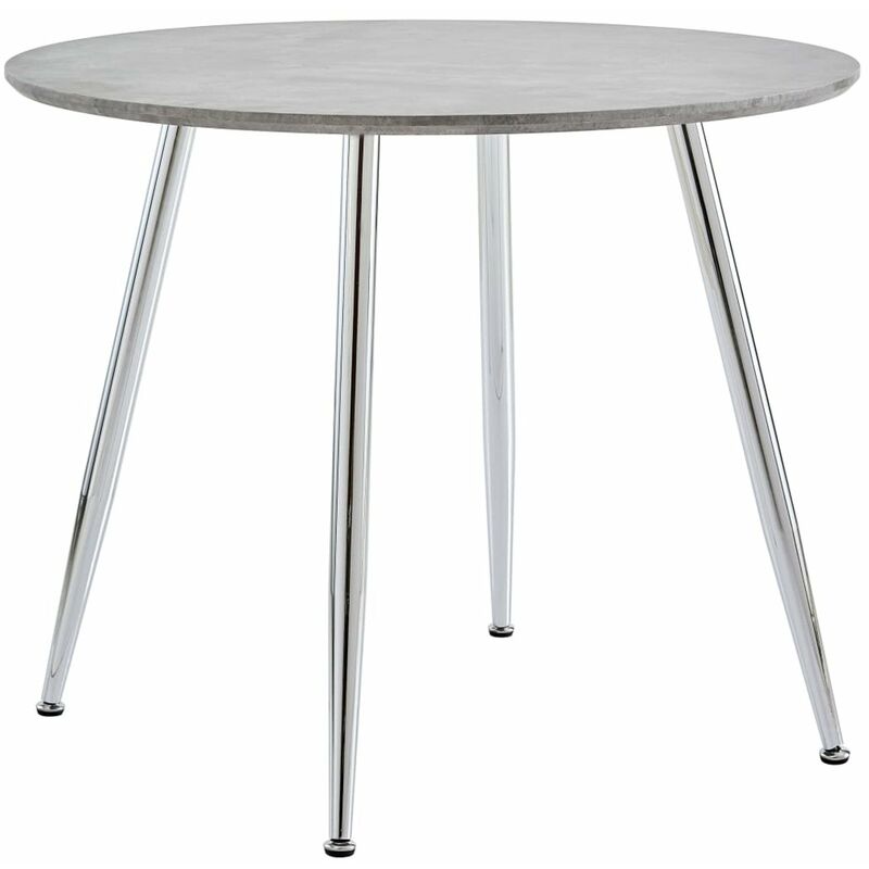 

Happyshopping - Mesa de comedor MDF gris hormigon y plateado 90x73,5 cm