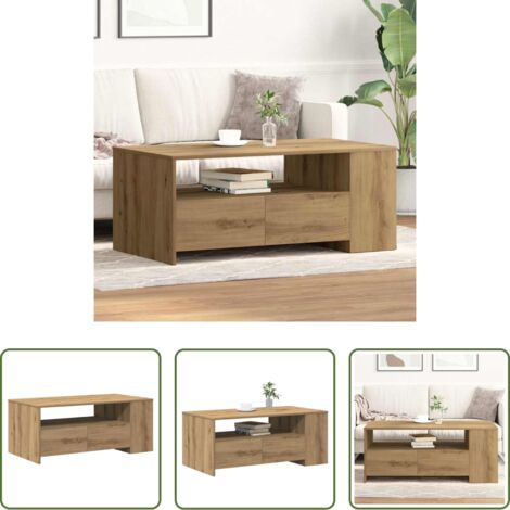 Mesa de comedor -  Mesa de Café con cajón Roble artesanal 102 x 55 x 43,5 cm
