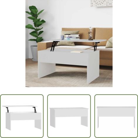 Mesa de comedor -  Mesa de centro madera contrachapada blanco 80x50,5x41,5 cm