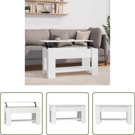 Mesa de comedor -  Mesa de centro madera de ingeniería blanco 101x49x52 cm