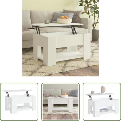 Mesa de comedor -  Mesa de centro madera de ingeniería blanco 79x49x41 cm