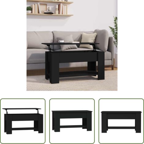 Mesa de comedor -  Mesa de centro madera de ingeniería negro 101x49x52 cm