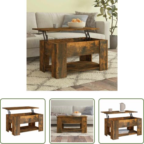 Mesa de comedor -  Mesa de centro madera de ingeniería roble ahumado 79x49x41 cm