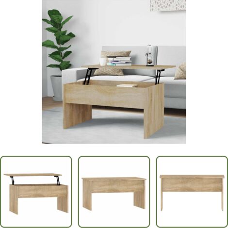 Mesa de comedor -  Mesa de centro madera ingeniería roble Sonoma 80x50,5x41,5 cm