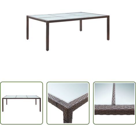 Mesa de comedor -  Mesa de comedor de jardín marrón 200x150x74 cm ratán sintético