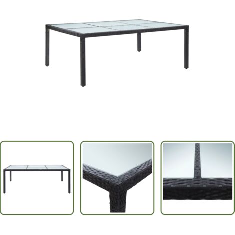 Mesa de comedor -  Mesa de comedor de jardín negro 200x150x74 cm ratán sintético