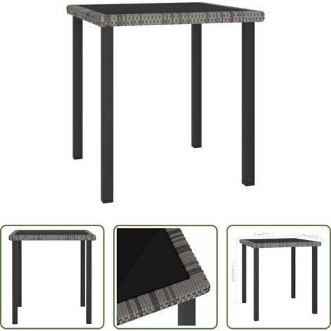 Mesa de comedor -  Mesa de comedor para jardín ratán sintético gris 70x70x73 cm