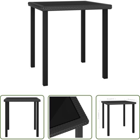 Mesa de comedor -  Mesa de comedor para jardín ratán sintético negro 70x70x73 cm