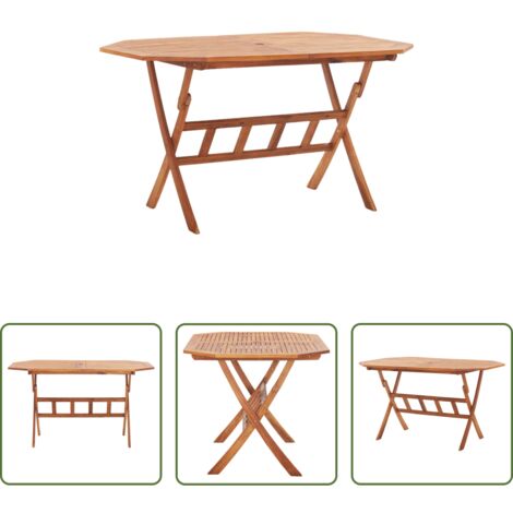 Mesa de comedor -  Mesa de jardín plegable madera maciza de acacia 135x85x75 cm