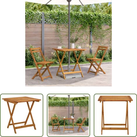 Mesa de comedor -  Mesa plegable de jardín de madera maciza de acacia 70x70x75 cm