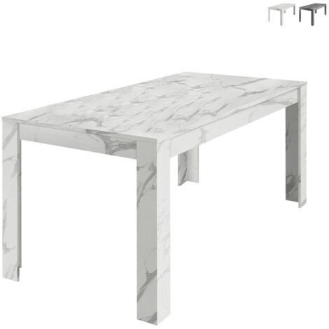 Mesa de comedor moderna 180x90cm efecto mármol Excelsior - Blanco
