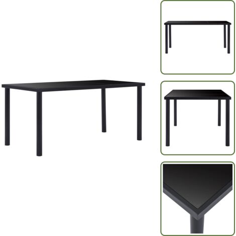 Mesa de comedor moderna - vidaXL Mesa de comedor de vidrio templado negro 160x80x75 cm - Mesa de comedor negra