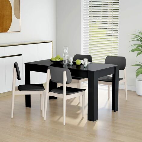 Mesa de comedor Moderno  Mesa de Cocina  de madera contrachapada negro 140x74,5x76 cm ES27788A