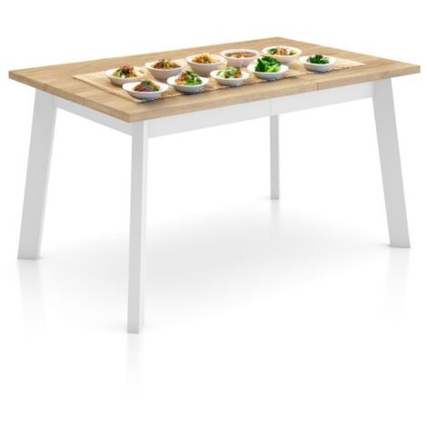 Mesa de comedor Naira 140 Roble Blanco 90cm (ancho) x 74cm (alto)