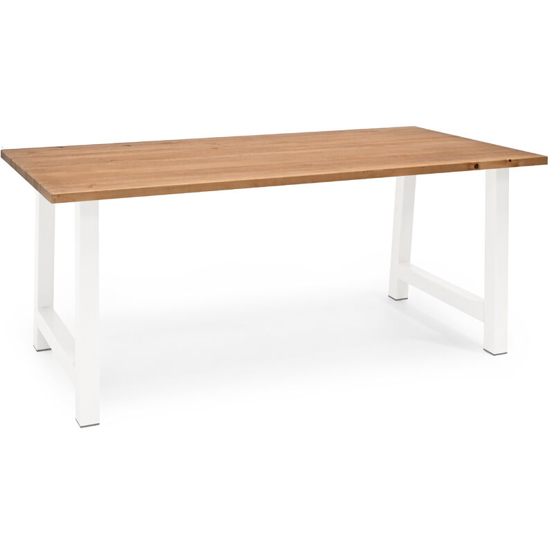 

Decowood - Mesa de comedor Nina envejecida y blanca 160x80cm