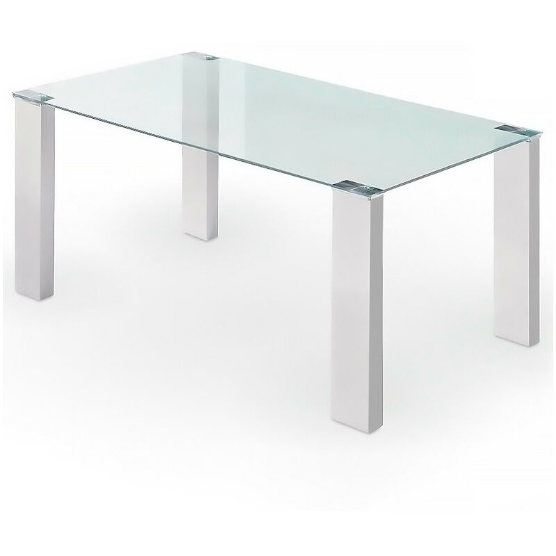 

Mesa De Comedor Oslo Blanca De Blanco Cristal Transparente Ancho: 90 Cm X Largo: X Alto: 75 Cm