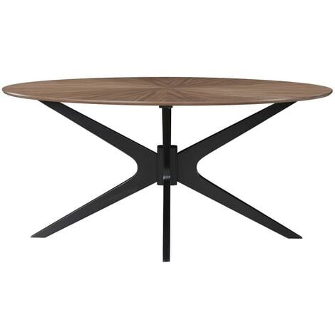 Mesa de comedor ovalada de diseño en nogal 160 cm DIELLI