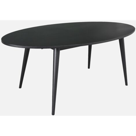 Mesa de comedor ovalada de madera de hevea y chapa de roble para 6 personas