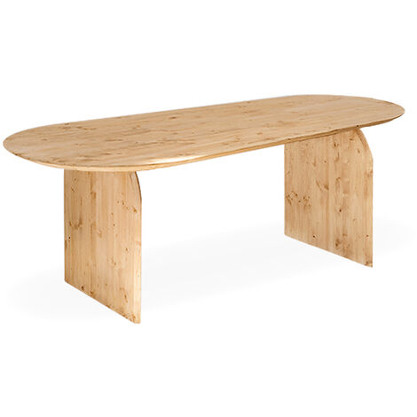 Mesa de comedor ovalada de madera maciza en tono roble medio de 160cm