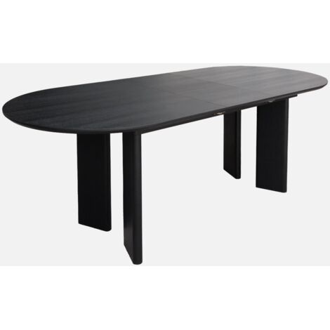 Mesa de comedor ovalada extensible de madera de hevea, 6-8 plazas