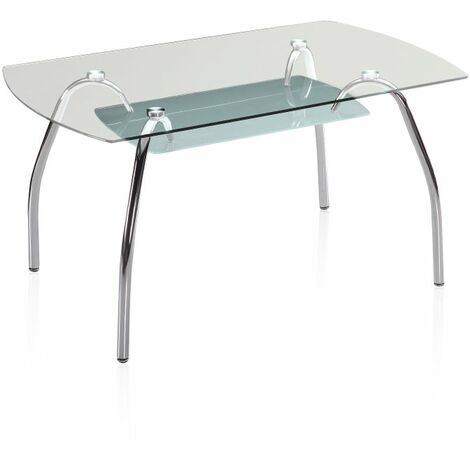 Mesa de comedor Ove Cristal - Cromo 90cm (ancho) x 75cm (alto)