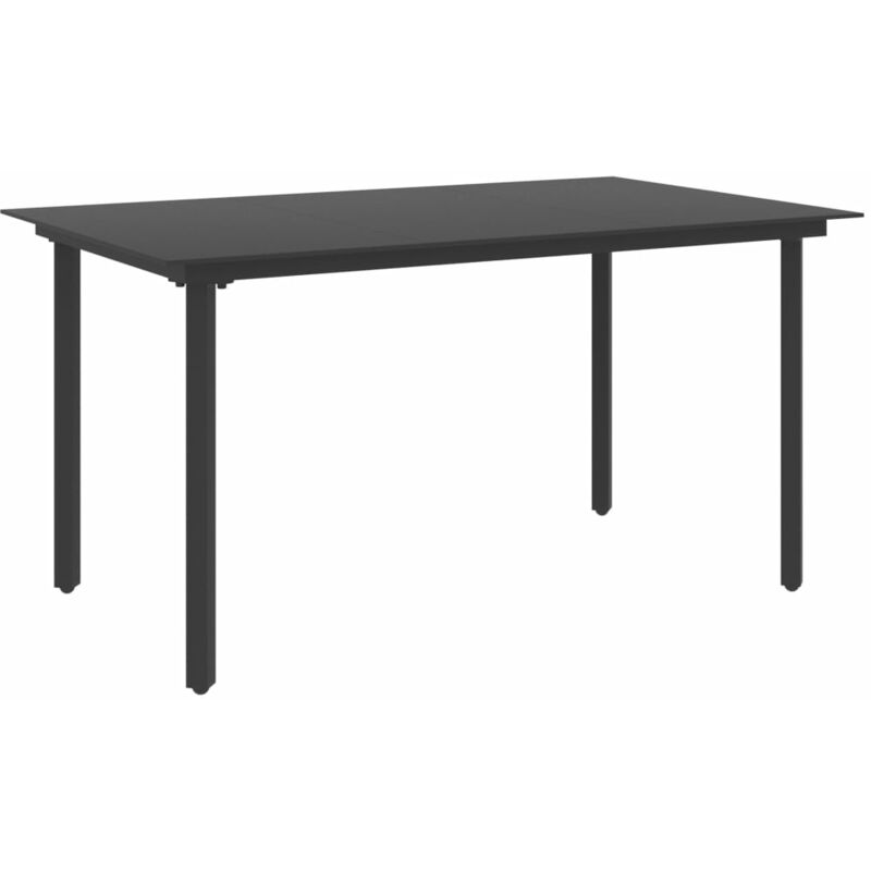 

Mesa de comedor para jardín acero y vidrio negro 150x80x74 cm
