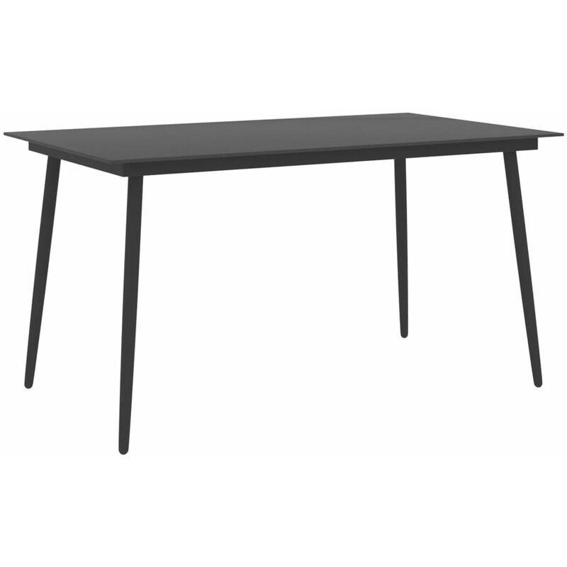 

Happyshopping - Mesa de comedor para jardin acero y vidrio negro 150x90x74 cm