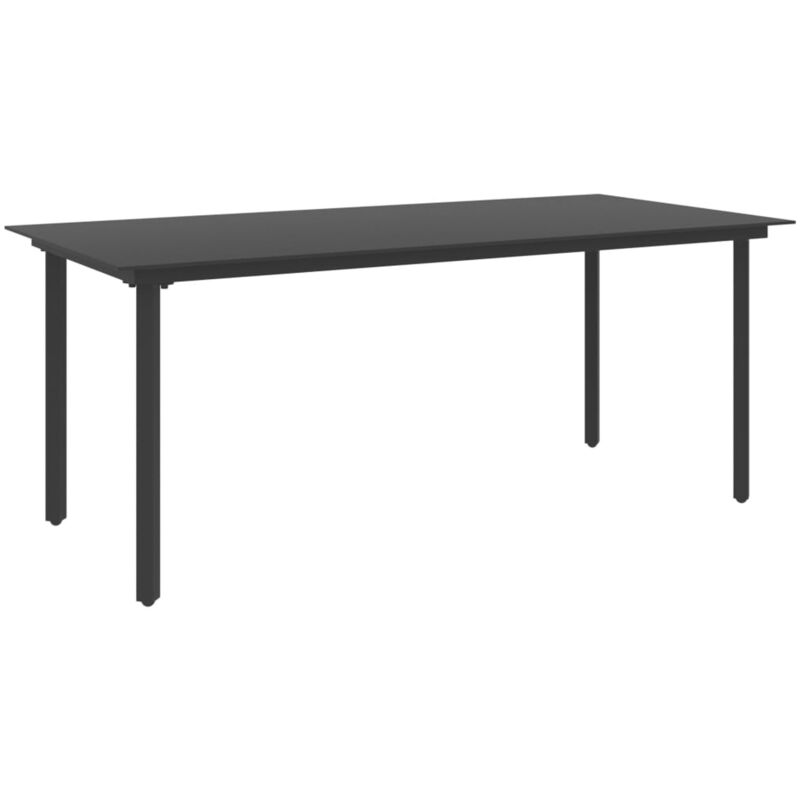 

Mesa de comedor para jardin acero y vidrio negro 190x90x74 cm