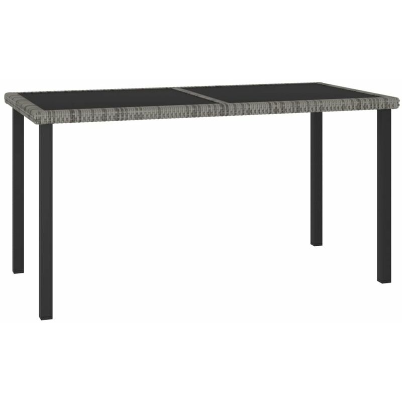 

Mesa de comedor para jardin ratan sintetico gris 140x70x73 cm